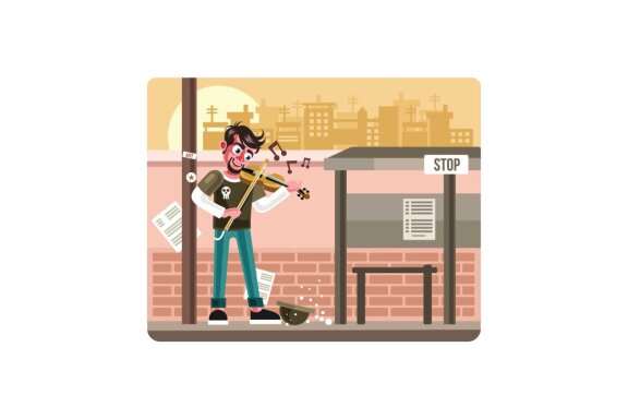 Street Musician Playing Viola