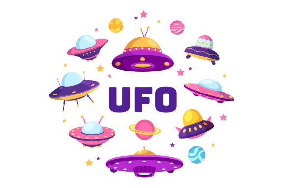 14 UFO Flying Spaceship Illustration