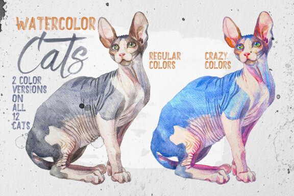 Beautiful Realistic Watercolor Cats