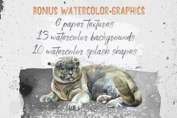 Beautiful Realistic Watercolor Cats