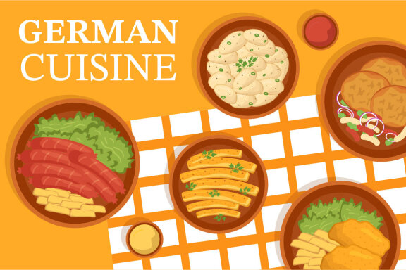 10 German Food and Drinks Illustration