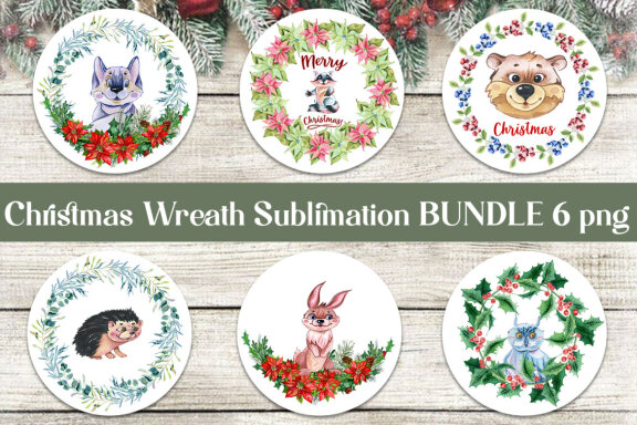 Christmas Wreath sublimation design.