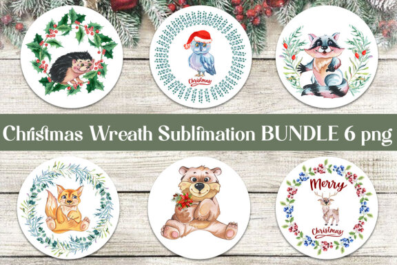 Christmas animal clipart Winter composition PNG