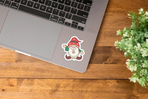 Cute Santa Gnome Stickers, Christmas Gnome Printable Sticker
