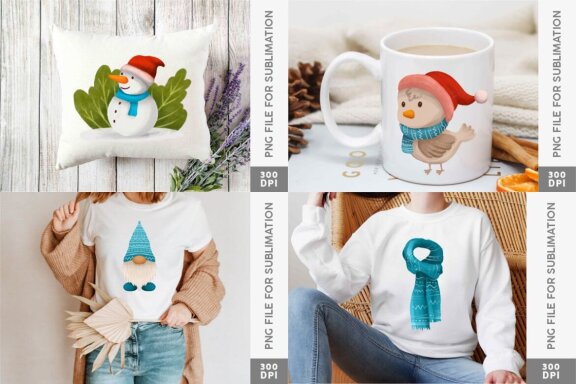 Christmas Winter Clipart PNG Bundle, Christmas Sublimation
