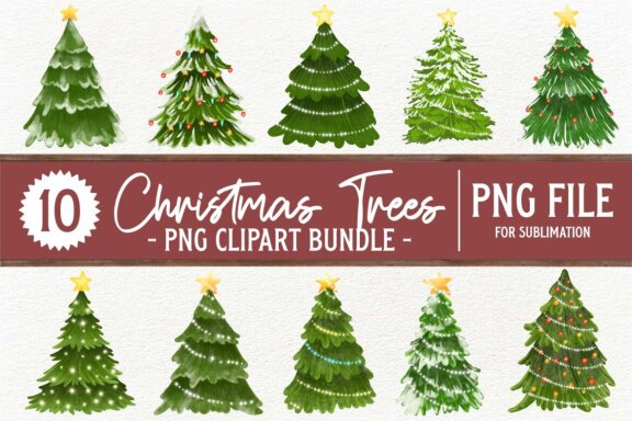 Christmas Trees PNG Clipart Sublimation, Christmas Elements