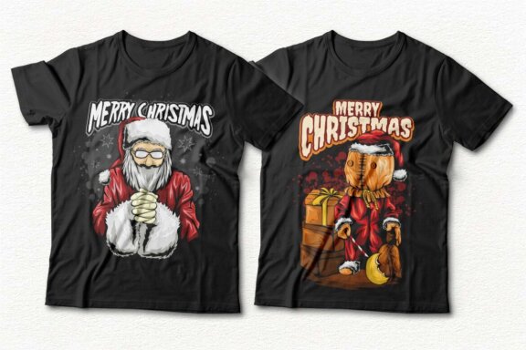 Christmas Santa T-shirt Designs Bundle, Christmas illustration Vector, Funny Christmas