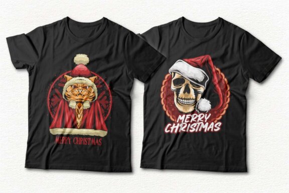 Christmas Santa T-shirt Designs Bundle, Christmas illustration Vector, Funny Christmas