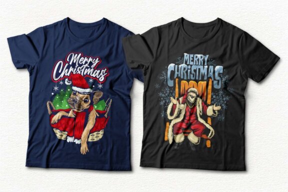 Christmas Santa T-shirt Designs Bundle, Christmas illustration Vector, Funny Christmas