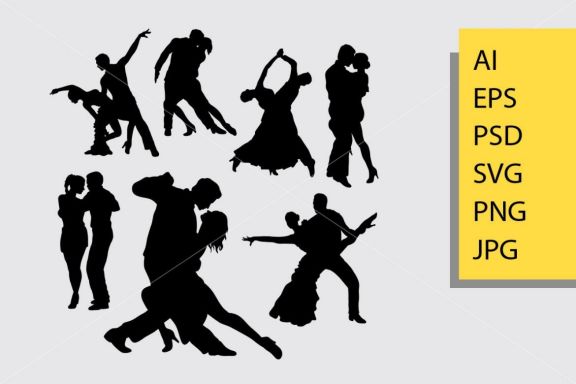 Tango dance silhouette