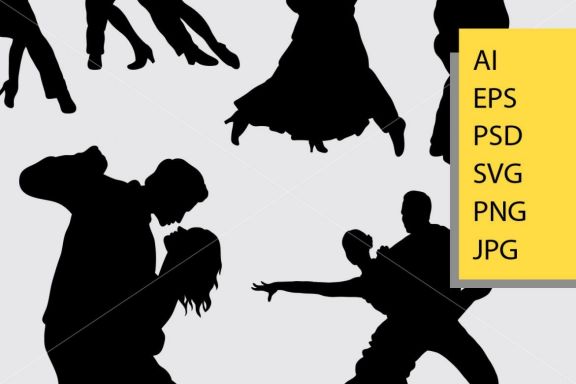 Tango dance silhouette