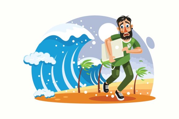 Tsunami Disaster Vector Illustration