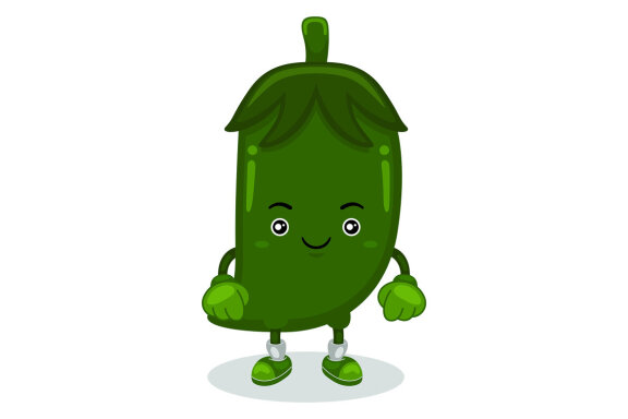 Green Chili Character Vector