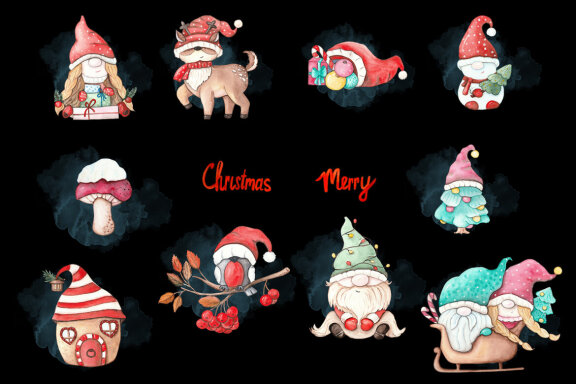Christmas gnomes. Hello Winter Sublimation Bundle