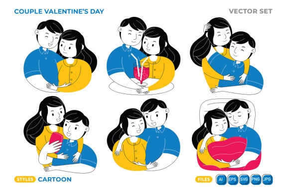 Couple Valentines Day Vector Pack #01