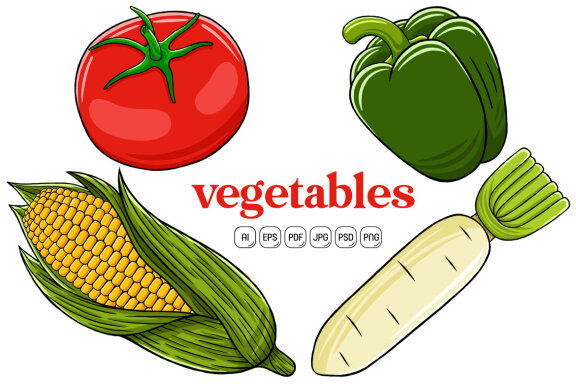Vegetables Pack Vector Illustration #04