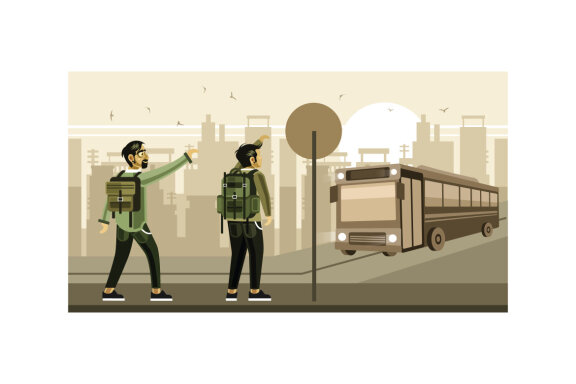 Waiting Bus at Bus Stop