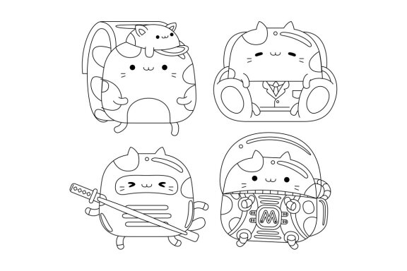 Cute Cat Character Line Art Pack #09
