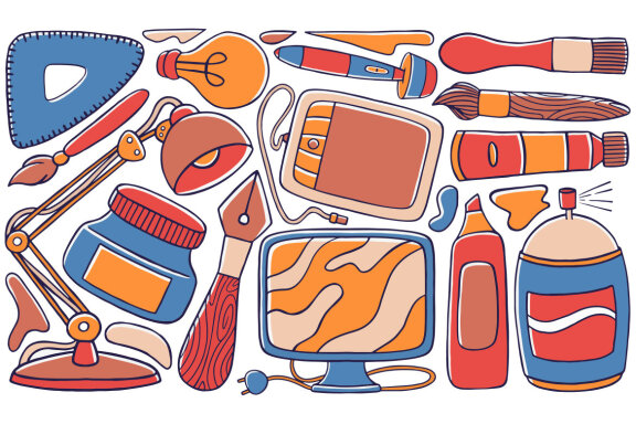 Art Studio Doodle Vector #02