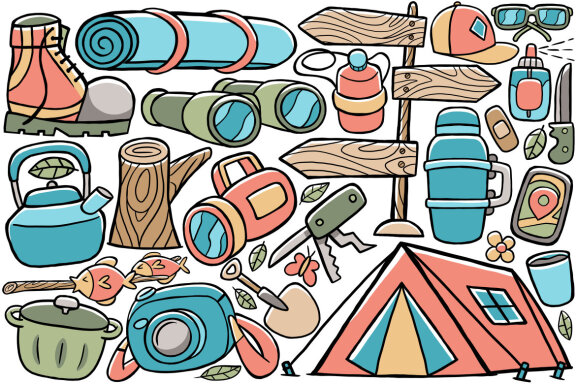 Camping Doodle Vector #02