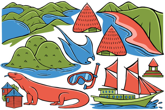 Labuan Bajo Doodle Vector #01