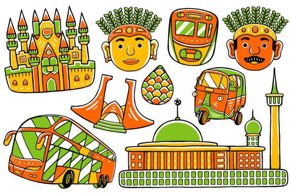 Jakarta City Doodle Vector #02
