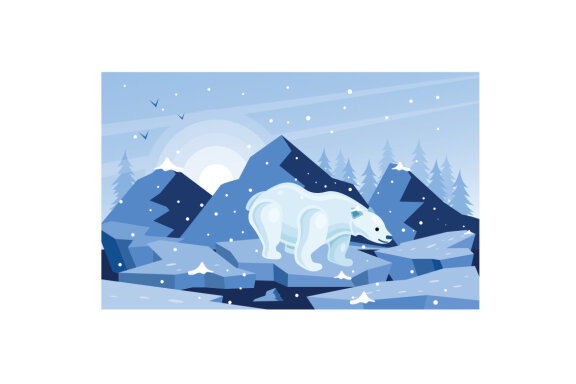 White Bear Winter Illustration