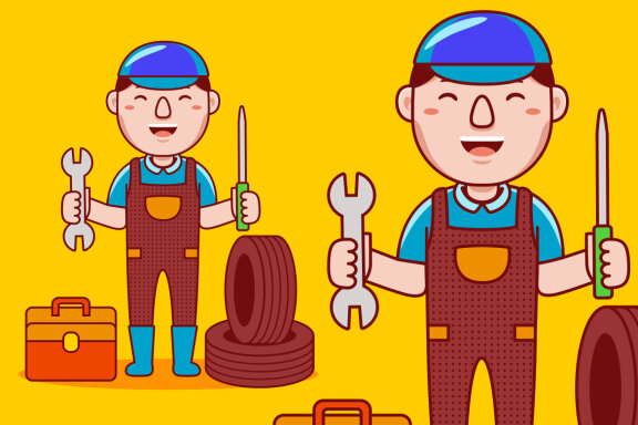 Mechanic Profession Cartoon Vector