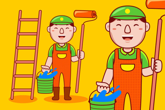 Painter Profession Cartoon Vector