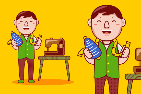 Tailor Profession Cartoon Vector