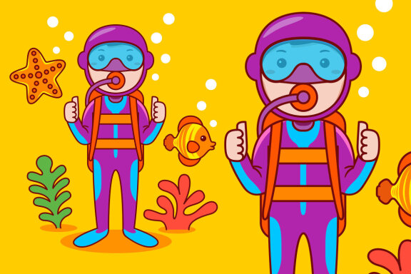 Diver Profession Cartoon Vector