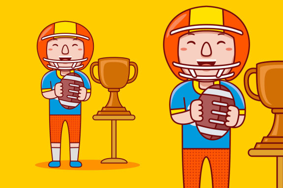 Amercian Football Player Profession Cartoon Vector