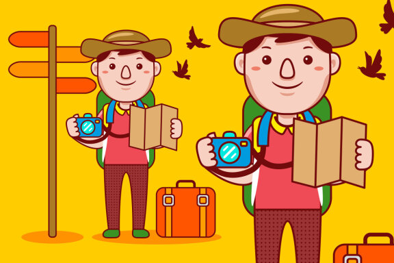 Traveller Profession Cartoon Vector