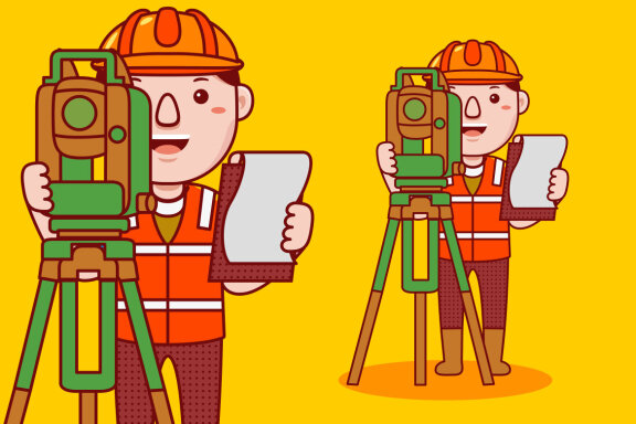 Land Surveyor Profession Cartoon Vector