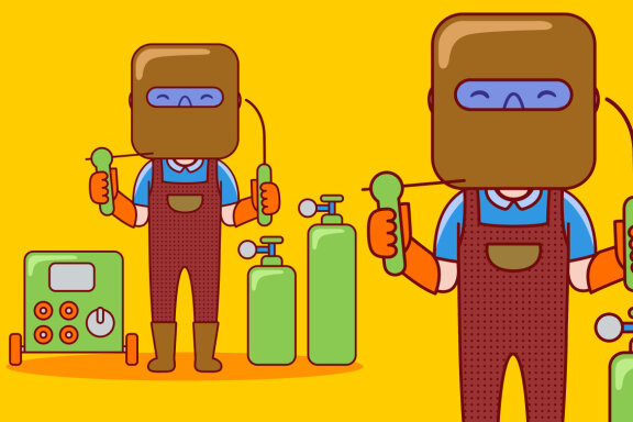Welder Profession Cartoon Vector