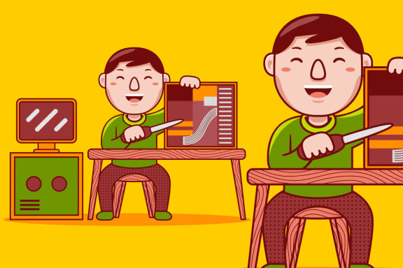Computer Technician Profession Cartoon Vector
