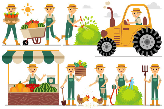 Farmer Profession Character Vector