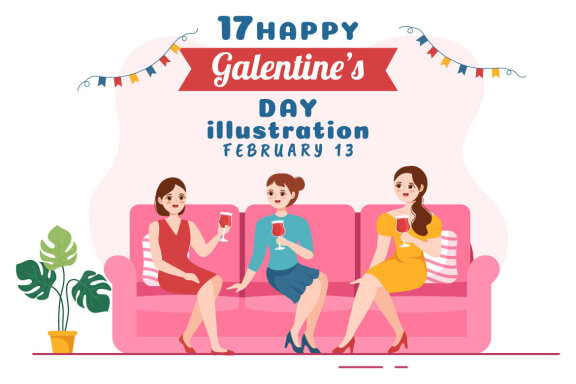 17 Happy Galentine's Day Illustration