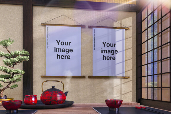 Japanese Temple Poster Mockups