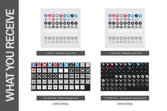 Circle Social Media Icons Set - 72 icons