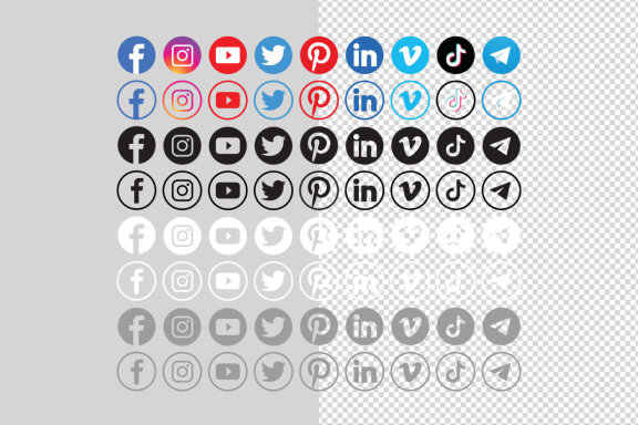 Circle Social Media Icons Set - 72 icons