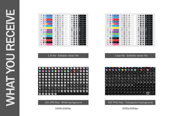 Social Media Icons Set - 165 icons