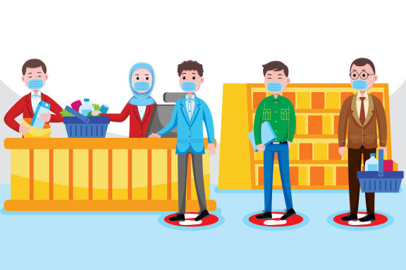 Cashier Social Distancing at Supermarket