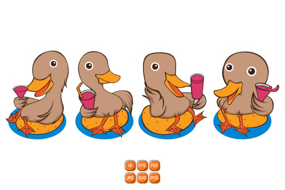 Cute Duck Vector Set #02