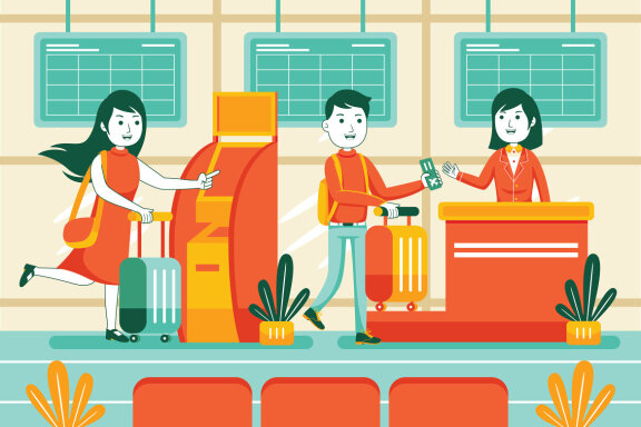 People in Airport Vector Illustration
