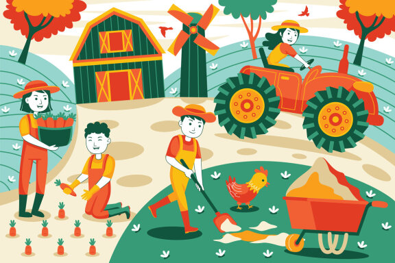 Agriculture and Farming Vector Illustration