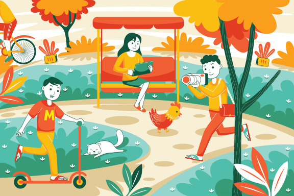 City Park Vector Illustration
