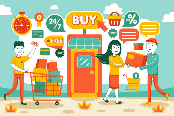 Online Shopping Vector Illustration