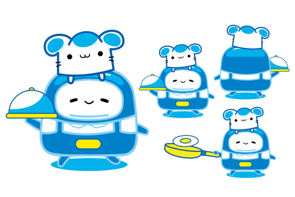 Blue Mascot Character (Chef)