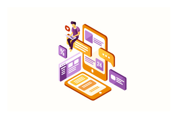Isometric Content Creator Vector Illustration
